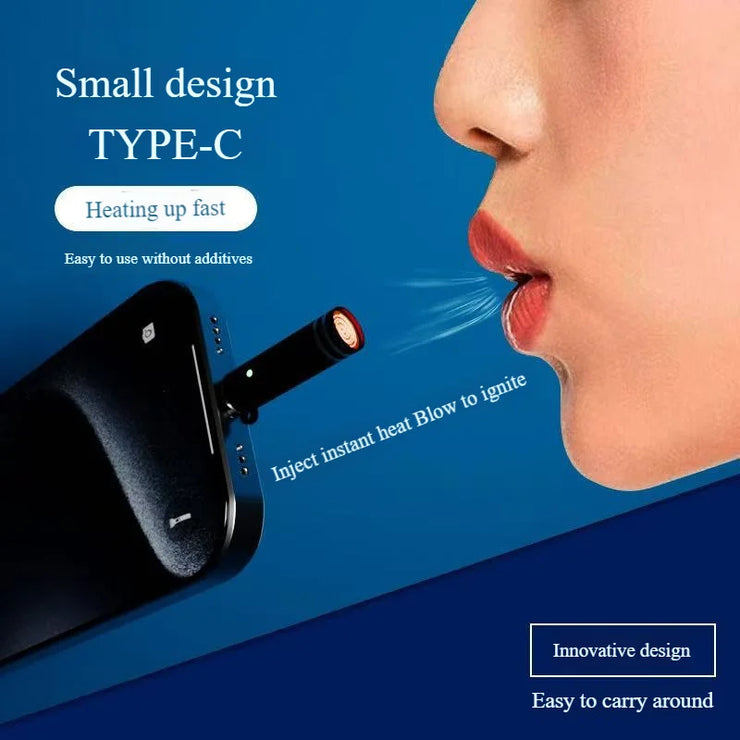 USB-C Lighter for iPhones - Portable Wireless Ignition, Smart Type-C Charging, Compact Metal Design