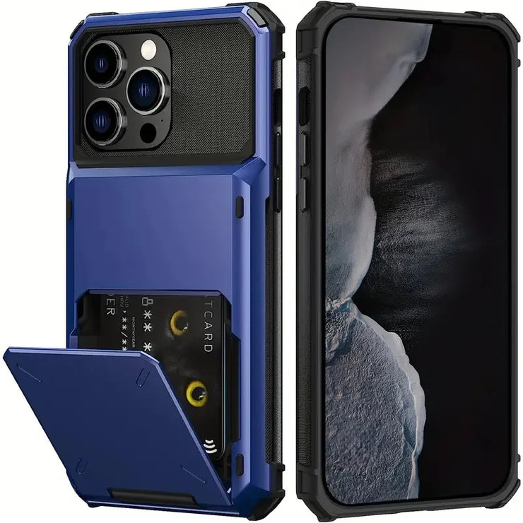 Hidden Flip Cover with 4 Card Slots for Iphone 13 14 15 16 All Models Plus Pro Max with Shockproof Design