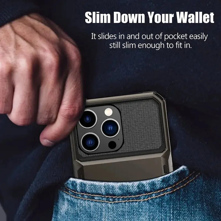 Hidden Flip Cover with 4 Card Slots for Iphone 13 14 15 16 All Models Plus Pro Max with Shockproof Design